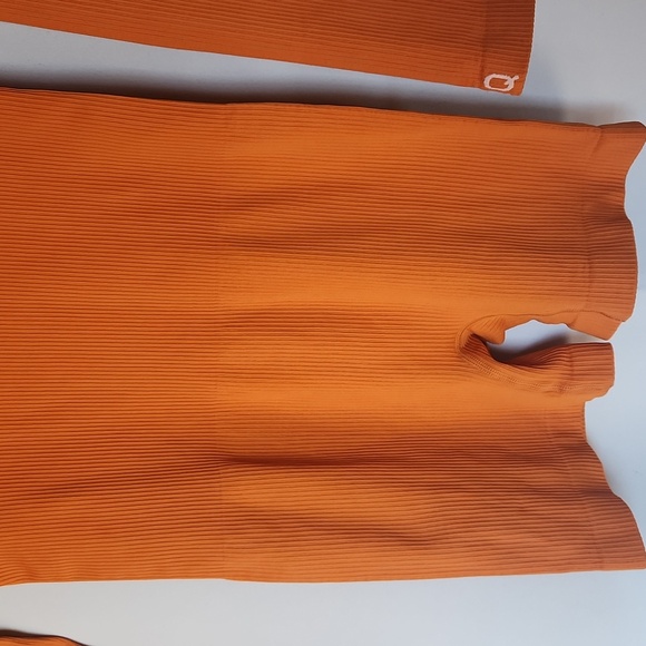 OQQ Women Yoga Long Sleeve Square Neck Jumpsuit Romper Pumpkin - Picture 7 of 10